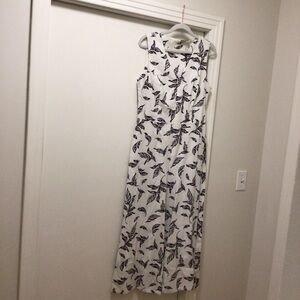 NWT Tahari White and Black Wide Leg Linen Blend Jumper